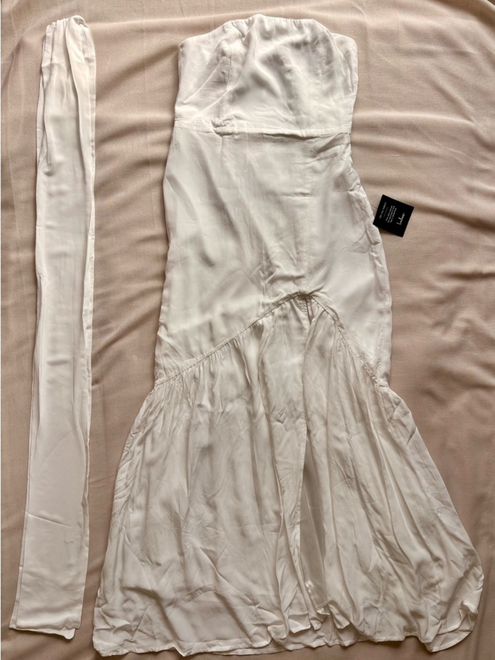 Lulu's Captivating Spirit White Strapless Dress and Scarf Set